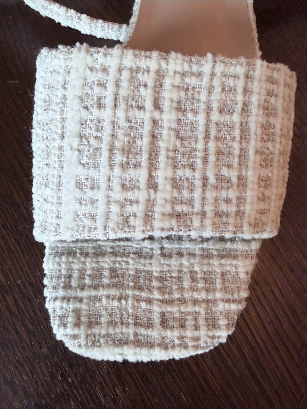 Journee Collection Cream Tweed Slide Mules with Ankle Tie - Picture 2 of 5